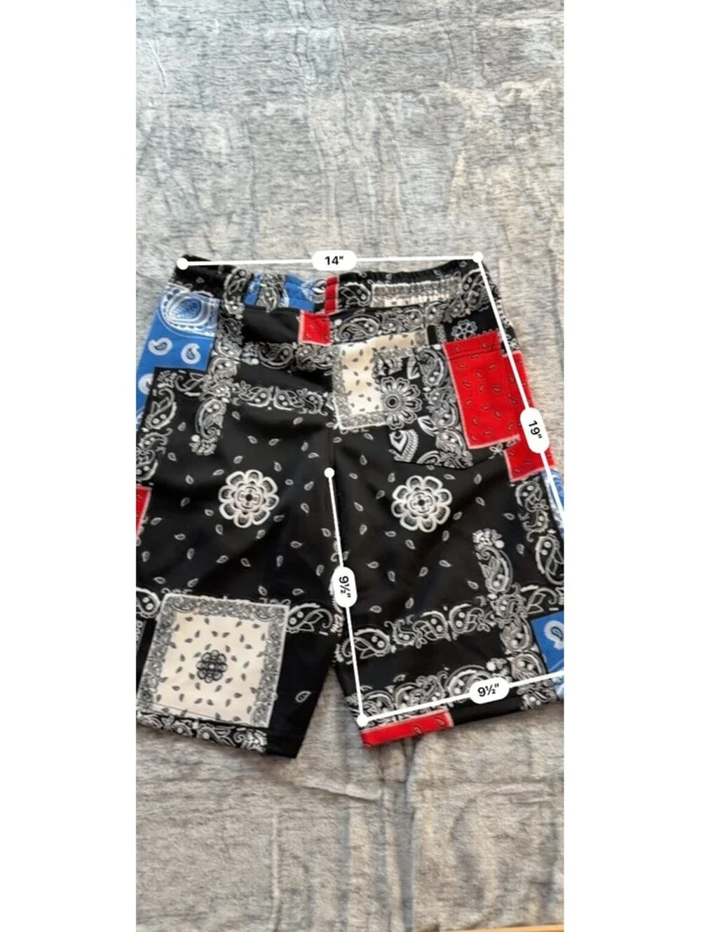 Fresh Prints of Bel-Air Men's Small Multi-Color Bandana Patchwork Shorts